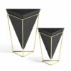 SET OF 2 TRIGG TABLETOP BLACK/BRASS 11X9.8X14.3CM & 15.5X14X20.3CM