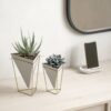 SET OF 2 TRIGG TABLETOP WHITE/BRASS 11X9.8X14.3CM & 15.5X14X20.3CM - Image 3