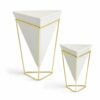 SET OF 2 TRIGG TABLETOP WHITE/BRASS 11X9.8X14.3CM & 15.5X14X20.3CM