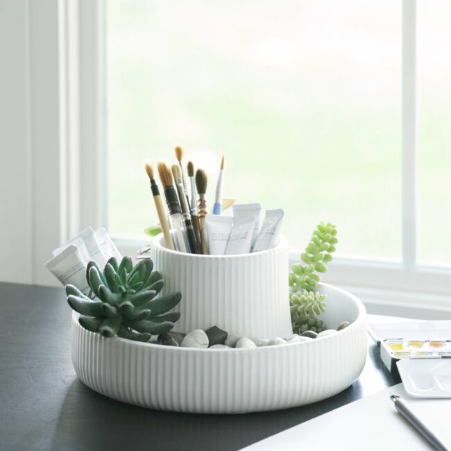 FOUNTAIN PLANTER WHITE D:25 X 12.7CM - Image 4