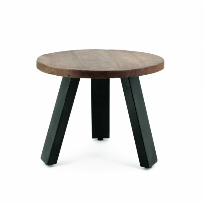 SOLID MANGO SIDE TABLE METAL LEG 50X50X40CM