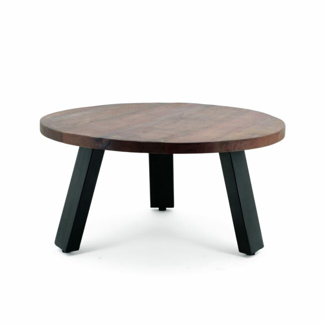 SOLID MANGO COFFEE TABLE WITH METAL LEG 70X70X35CM