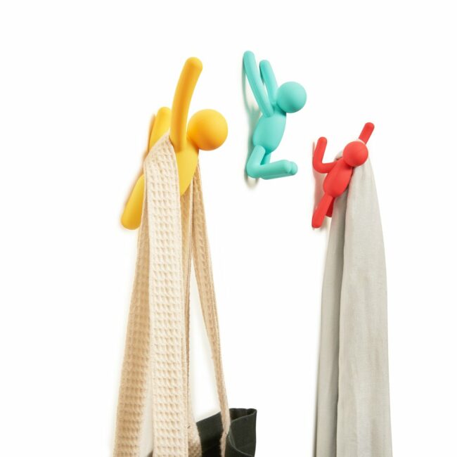 SET OF 3 BUDDY WALL HOOK RED/YELLOW/L.BLUE 25.4X19.05CM - Image 3