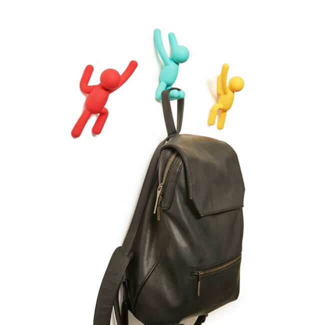 SET OF 3 BUDDY WALL HOOK RED/YELLOW/L.BLUE 25.4X19.05CM - Image 4