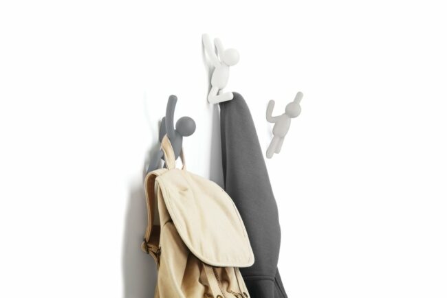 SET OF 3 BUDDY WALL HOOKS POLYPROPYLENE WHITE/BEIGE/GREY 7.62X16.51X7.62CM - Image 3
