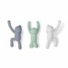 SET OF 3 BUDDY WALL HOOK BLUE/GREEN/WHITE 25.4X19.05CM