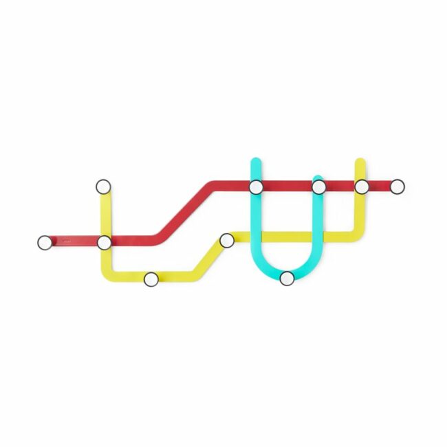 SUBWAY WALL HOOK RED/YELLOW/TURQUOISE 57.8X3.8X20.3CM