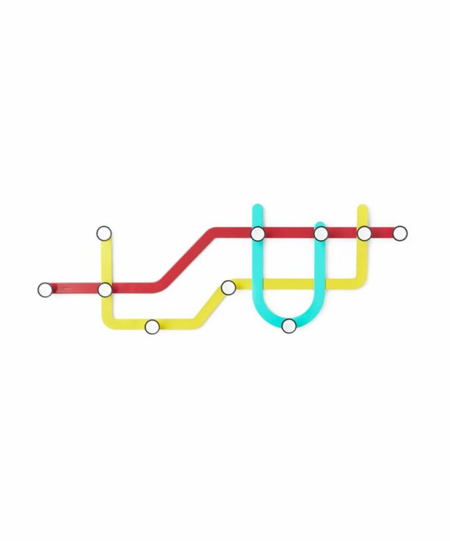 SUBWAY WALL HOOK RED/YELLOW/TURQUOISE 57.8X3.8X20.3CM