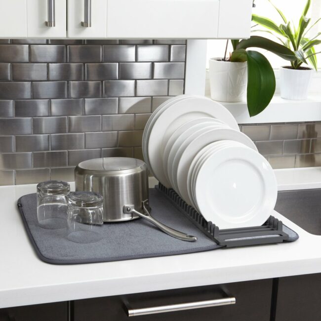 UDRY DRYING MAT DISH DRAINER CHARCOAL 60.96X3.81CMX45.72CM - Image 4