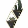 SET OF 2 TRIGG WALL DISPLAY SMALL BLACK/BRASS 12X6.4X19CM