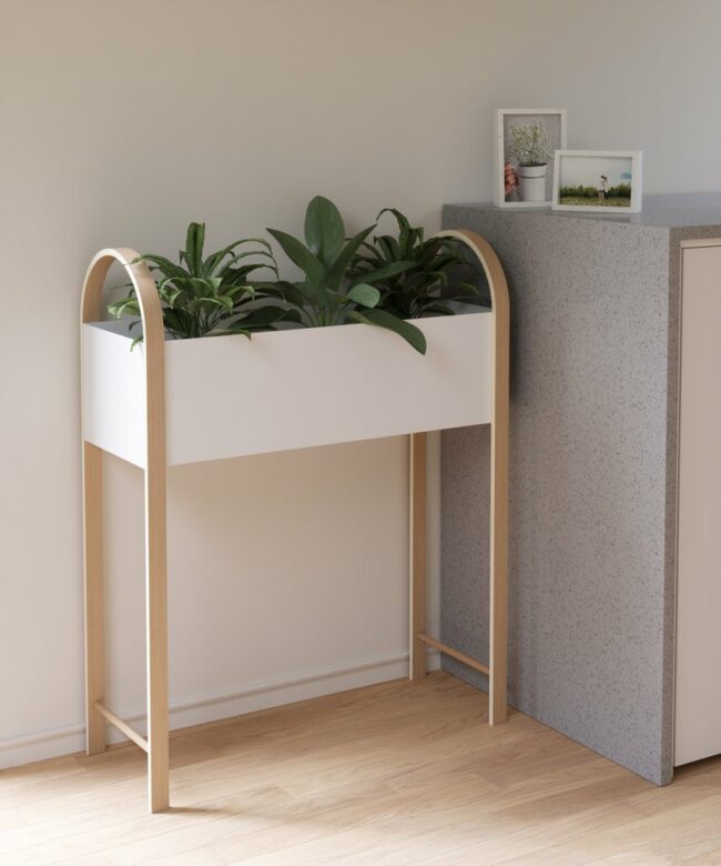 BELLWOOD STORAGE/PLANTER WHITE/NATURAL 29X89X72CM - Image 3
