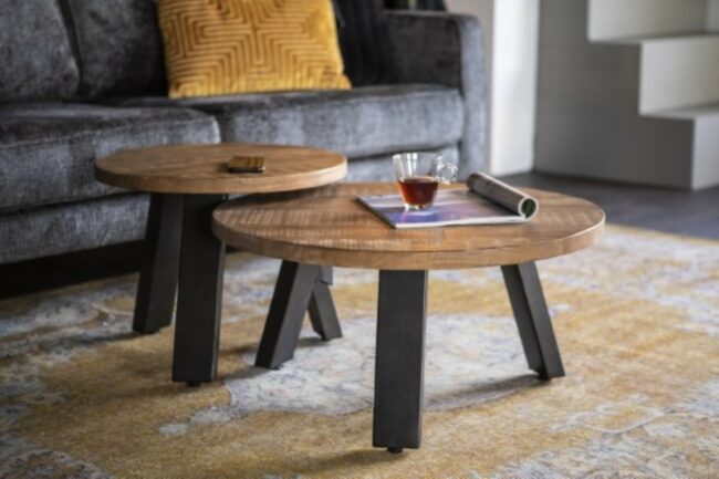 SOLID MANGO SIDE TABLE METAL LEG 50X50X40CM - Image 4