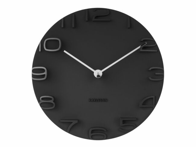 WALL CLOCK ON THE EDGE BLACK WHITE CHROME D:42CM