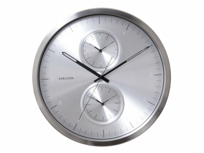 WALL CLOCK MULTIPLE TIME ALUMINIUM BRUSHED 50CM