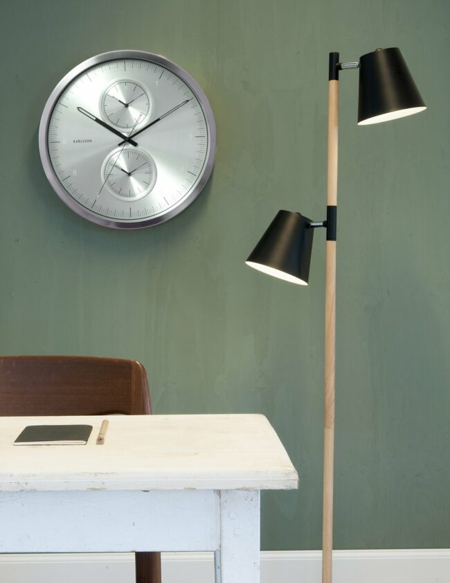 WALL CLOCK MULTIPLE TIME ALUMINIUM BRUSHED 50CM - Image 3