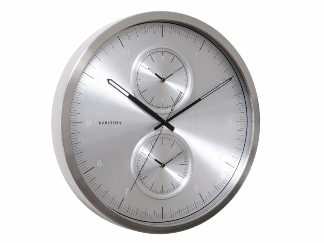 WALL CLOCK MULTIPLE TIME ALUMINIUM BRUSHED 50CM - Image 2