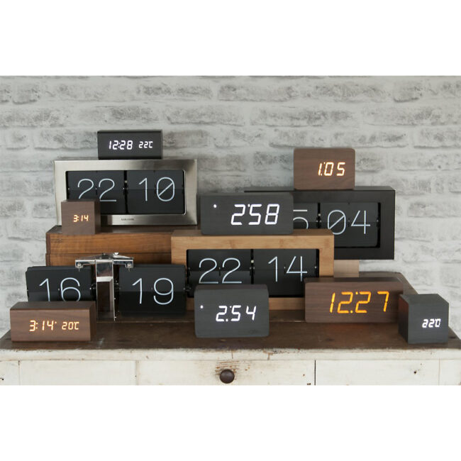 ALARM CLOCK MINI CUBE BLACK VENEER WHITELED 8X8X8CM - Image 3