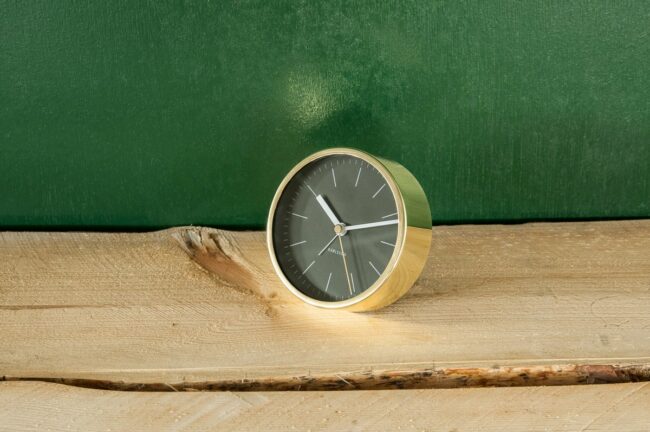 ALARM CLOCK MINIMAL BLACK/GOLD CASE D10CM - Image 2