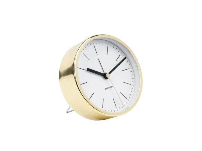 ALARM CLOCK MINIMAL WHITE/GOLD CASE D10CM