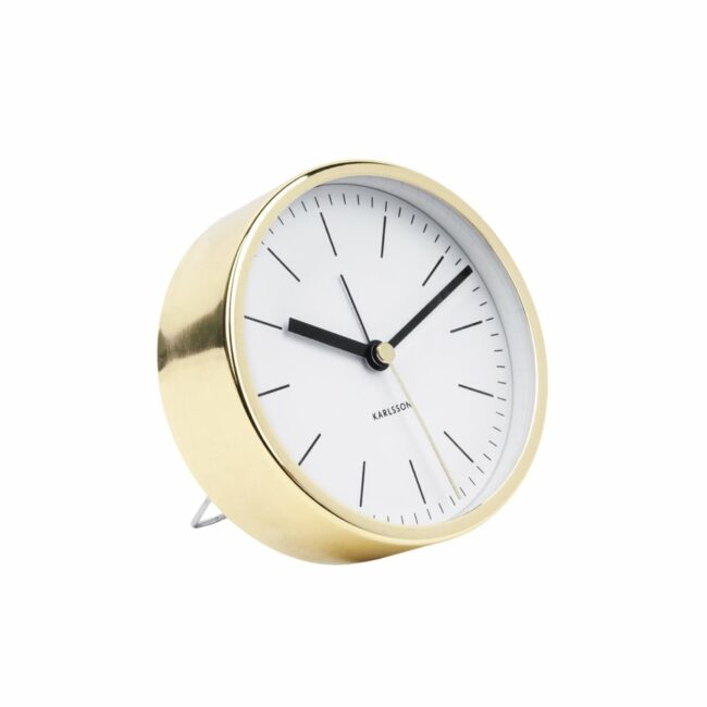ALARM CLOCK MINIMAL WHITE/GOLD CASE D10CM