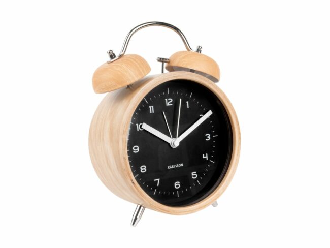 ALARM CLOCK CLASSIC BELL WOOD BLACK 21X8X14CM - Image 2