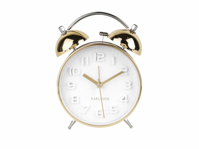 ALARM CLOCK MR. WHITE BRUSHED GOLD CASE 15X11CM
