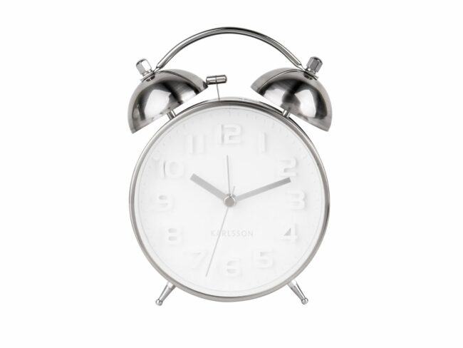ALARM CLOCK MR.WHITE STEEL POLISHED CASE 15X11CM