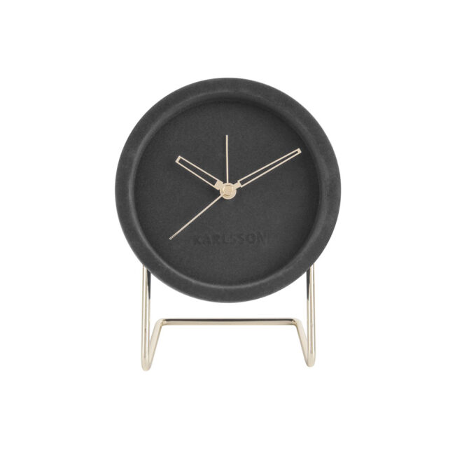 ALARM CLOCK LUXURIOUS VEVLET DARK GREY 18X14X8CM