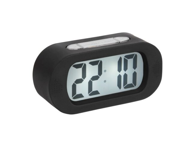 ALARM CLOCK GUMMY RUBBERIZED BLACK 14X7X5CM