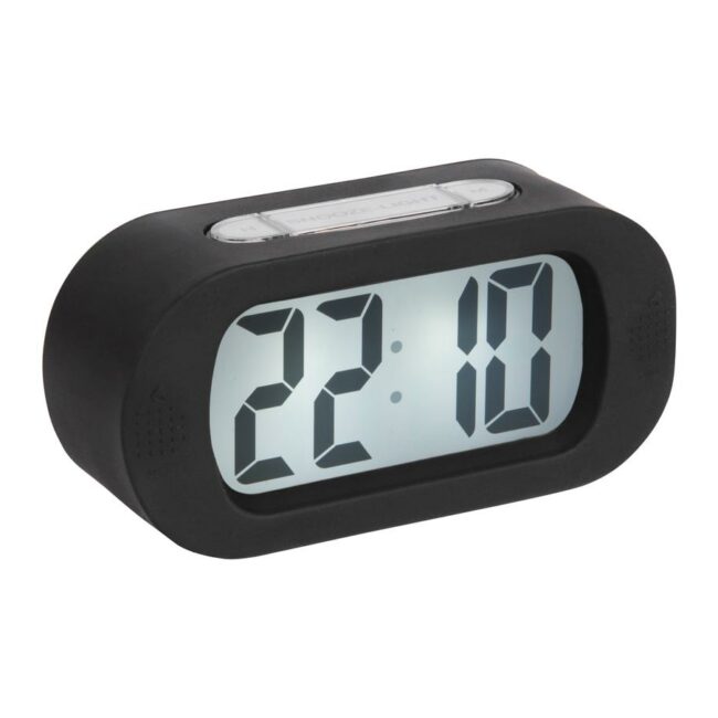 ALARM CLOCK GUMMY RUBBERIZED BLACK 14X7X5CM
