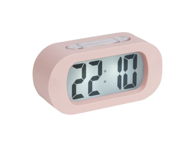 ALARM CLOCK GUMMY RUBBERIZED LIGHT PINK 14X7X5CM