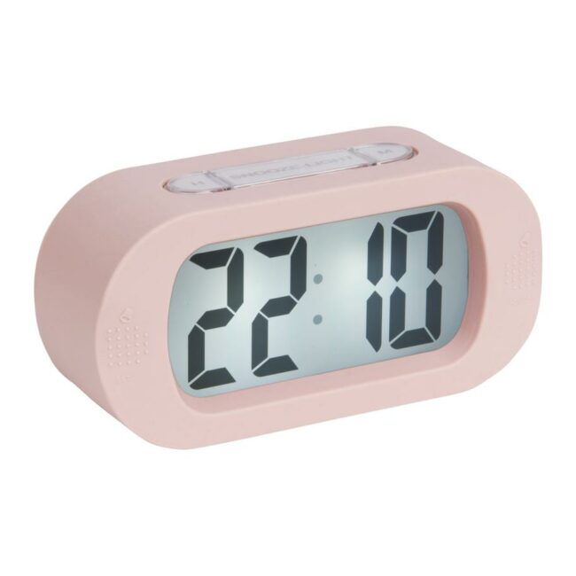ALARM CLOCK GUMMY RUBBERIZED LIGHT PINK 14X7X5CM