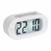 ALARM CLOCK GUMMY RUBBERIZED WHITE 14X7X5CM