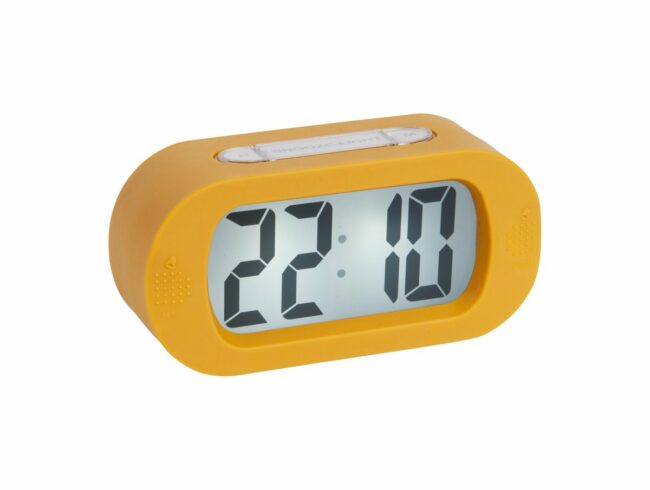 ALARM CLOCK GUMMY RUBBERIZED YELLOW 14X7X5CM