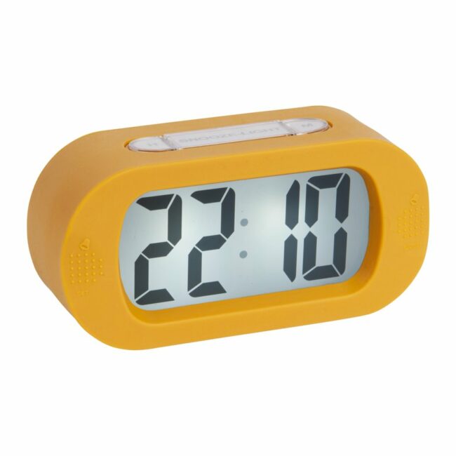 ALARM CLOCK GUMMY RUBBERIZED YELLOW 14X7X5CM