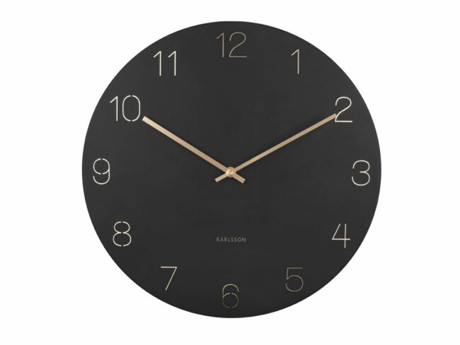 WALL CLOCK CHARM ENGRAVED NUMBERS BLACK 40X3.5CM