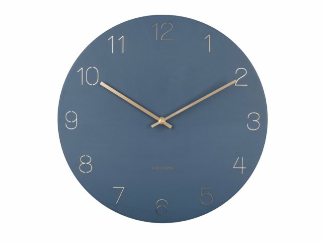 WALL CLOCK CHARM ENGRAVED NUMBERS DARK BLUE 40X3.5CM