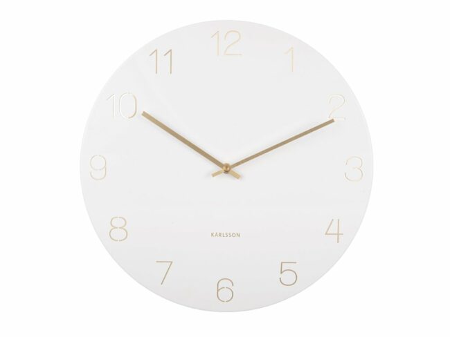 WALL CLOCK CHARM ENGRAVED NUMBERS WHITE 40X3.5CM