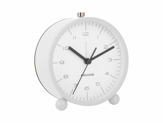 ALARM CLOCK PELLET FEET MAT WHITE 11X5.3XH11.6CM