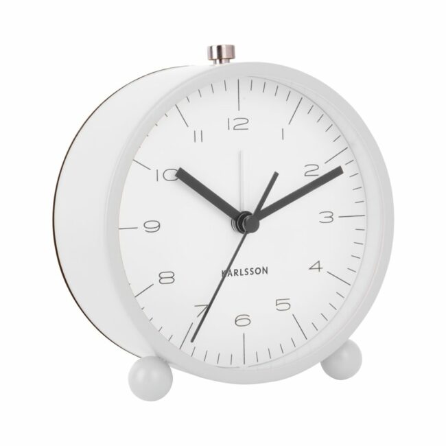 ALARM CLOCK PELLET FEET MAT WHITE 11X5.3XH11.6CM