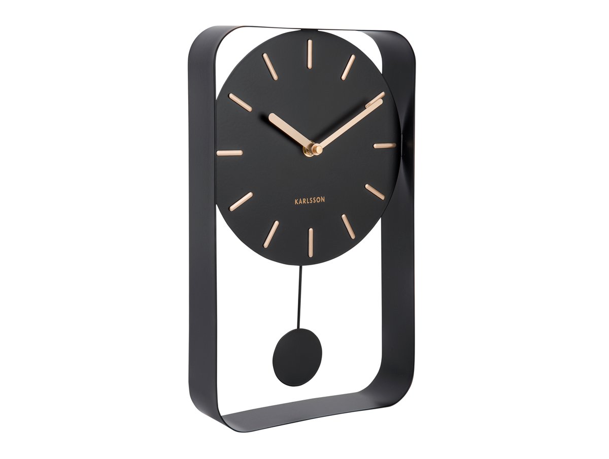 WALL CLOCK PENDULUM CHARM SMALL STEEL BLACK 32.5X20X5CM - Image 2