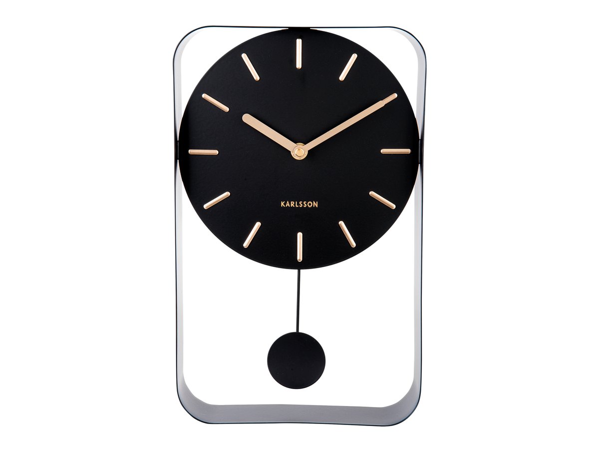 WALL CLOCK PENDULUM CHARM SMALL STEEL BLACK 32.5X20X5CM