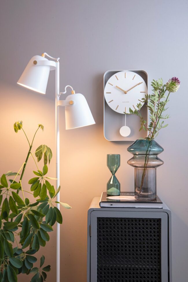 WALL CLOCK PENDULUM CHARM SMALL STEEL WHITE 32.5X20X5CM - Image 5