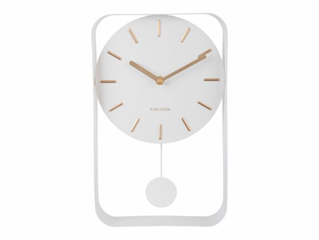 WALL CLOCK PENDULUM CHARM SMALL STEEL WHITE 32.5X20X5CM