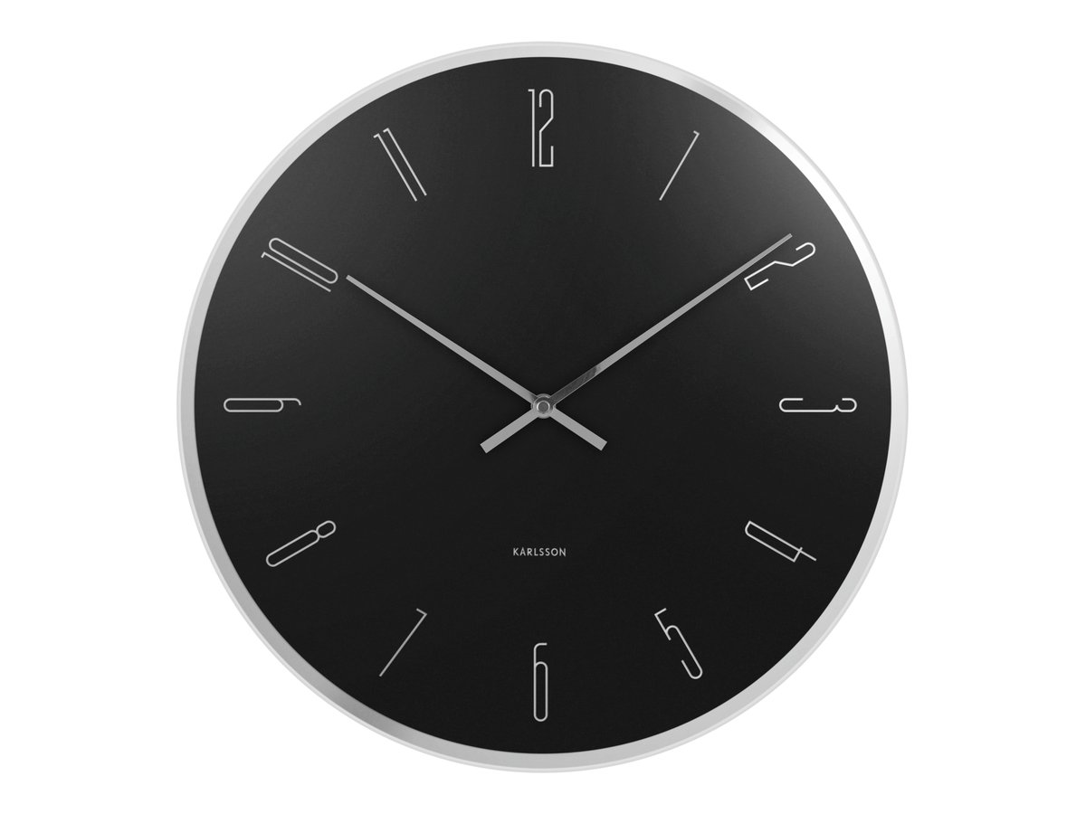 WALL CLOCK MIRROR NUMBERS GLASS BLACK D:40CM