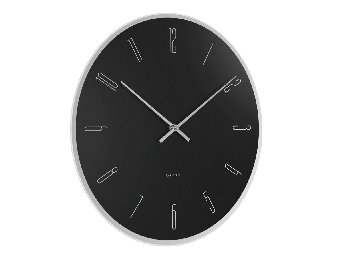 WALL CLOCK MIRROR NUMBERS GLASS BLACK D40CM Pergamos