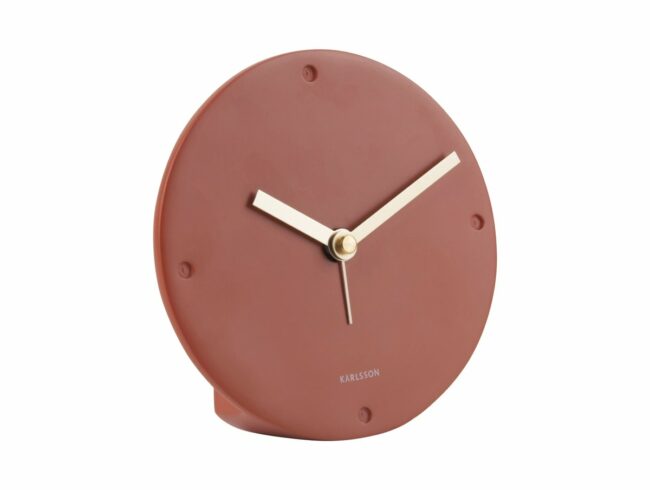 ALARM CLOCK MANTEL POLYRESIN CLAY BROWN 12X2.7CM