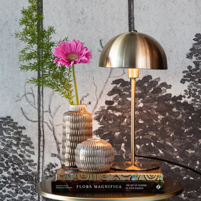 TABLE LAMP BONNET METAL ANTIQUE GOLD H:39 D:20CM - Image 4
