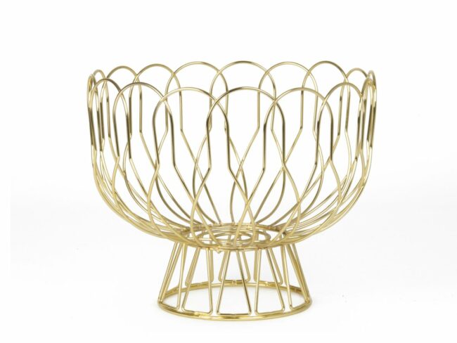 FRUIT BOWL WIRED METAL GOLD PLATED 26X28CM