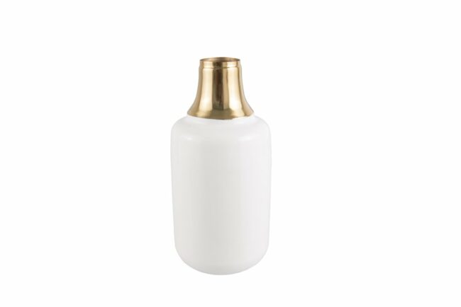 VASE SHINE IRON ENAMEL WHITE LARGE 14X33CM